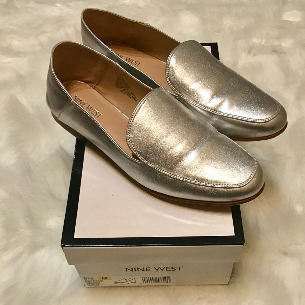 Nine West Silver Metallic Flat Loafers - Picture 6 of 7